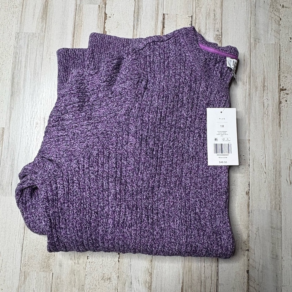 Kim Rogers Cable Crew Sweater Women’s Plus Sz 1X Purple Marbled Classic NWT - Picture 12 of 14